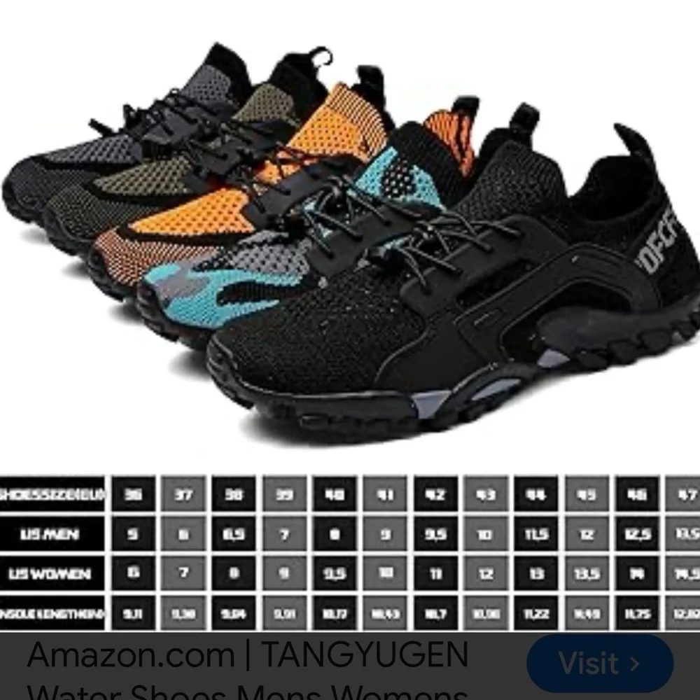 #1519** Stylish Black and Orange Unisex’s Breathable Water Shoes - Picture 7 of 15